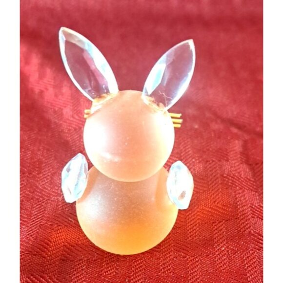 Crystal Bunny Rabbit Figure Miniature Pink Gold Whiskers Bohemia Sklarny - Picture 4 of 6